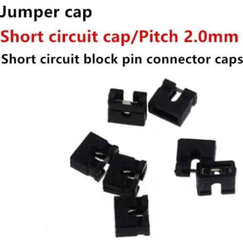 100pcs Black Jumper Cap Short Blocks 2.0mm Pitch Connector for Plug Cover DIY Repair Parts