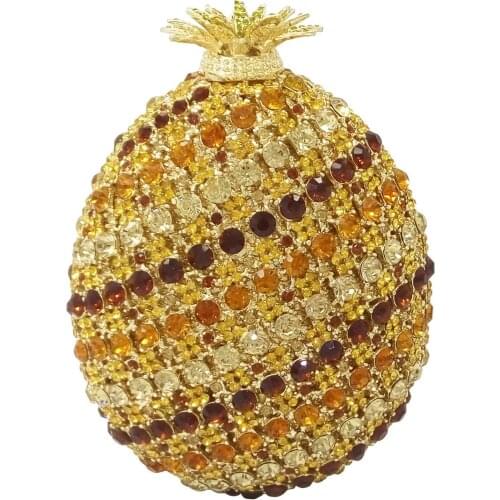 13x15CM Evening Bag Metal Diamond Dinner Bag Pineapple Rhinestone Banquet Clutch Evening Dress Party Bag a6592