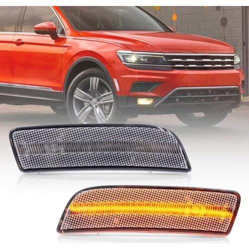 2PCS For VW Tiguan 2008-2019 Front Bumper Led Side Marker Indicators Corner Lamps Clear Lens Amber Lights