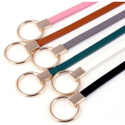 Warring States 2019 New Fashion Personality Thin Womens Belt Knotted Wild Alloy Round Buckle Ladies Belt Dress Decorative