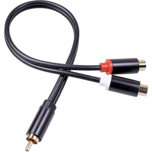3686MFF-03 Audio Cable Plug Play Anti-oxidation PVC Multifunctional RCA Male to 2 RCA Female Splitter Cord for CD/DVD Player