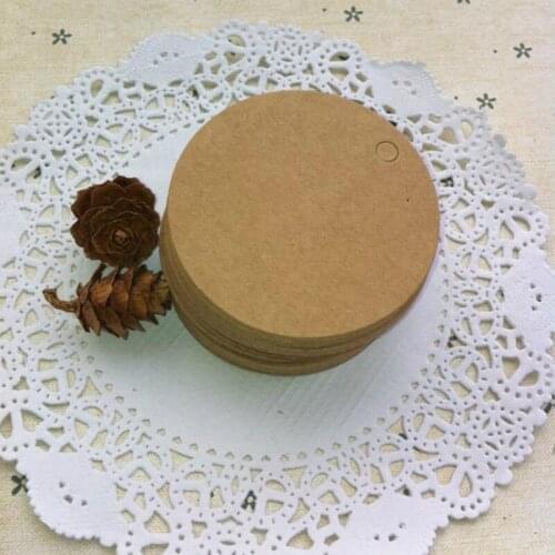 4* 4cm Kraft Paper Round Cardboard Label Clothing Garment Tags Blank Packaging Gift Paper Id Card 400 Pcs/lot