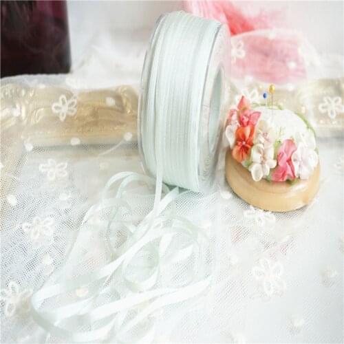 4mmx10m/roll ins style wedding ribbon 100% pure silk embroidery ribbon thin taffeta silk edge ribbon Anya Ribbon Handcraft