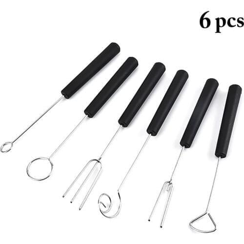 6Pcs DIY Stainless Steel Baking Supplies Chocolate Dipping Fork Set Tableware Dinner Fork Set Bakeware Fondant Cake Decor