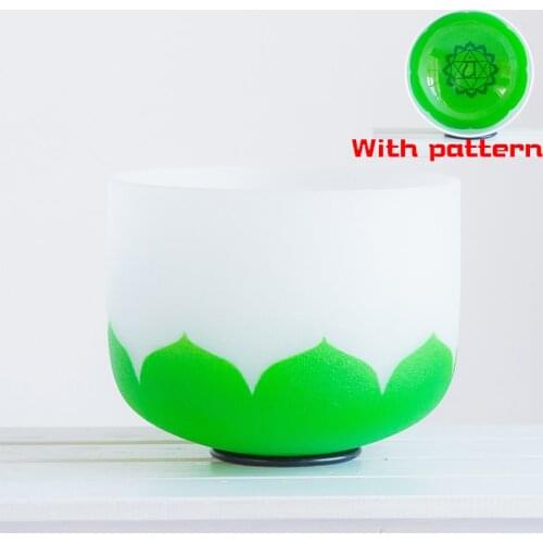 8Inch Perfect Pitch F Note Heart Chakra Green Lotus Frosted Quartz Crystal Singing Bowl Mallet and o-ring included