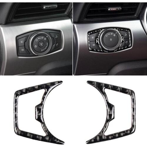 80% HOT SALES！！！1 Pair Carbon Fiber Car Headlight Stickers Decoration for Ford Mustang 2015-2019