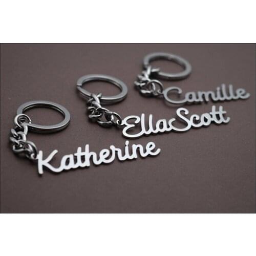 Personalized Name Keychain Stainless Steel Custom Arabic Letters Nameplated Keychains Women Men Handmade Jewelry Birthday Gift