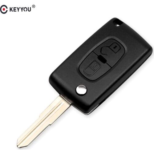 KEYYOU Flip Car Key Case For Peugeot 4007 ET 4008 For Citroen C-Crosser C4 Aircross Replacement 2 Button Remote Key Shell MIT11R