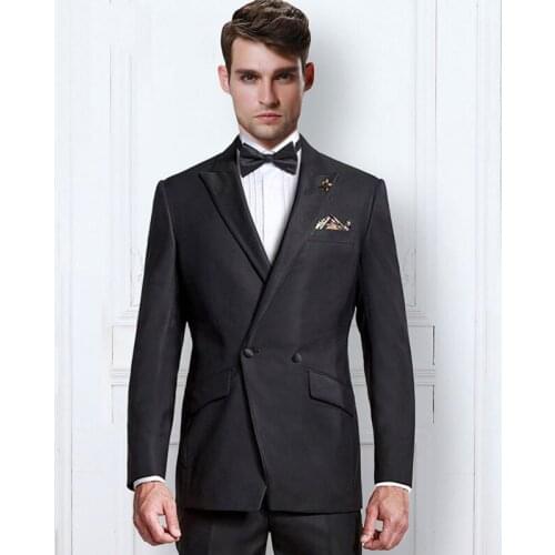 Black Wedding Suit for Men Suits Groom Tuxedo Double Breasted Male Blazer Terno Masculino Slim Fit Jacket Pants 2Piece