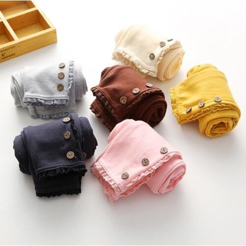 2020 Korean Girls Kids Candy Colors 3 Buttons Legging Spring Summer Child Clothing Baby Cotton Trousers Dance Pants