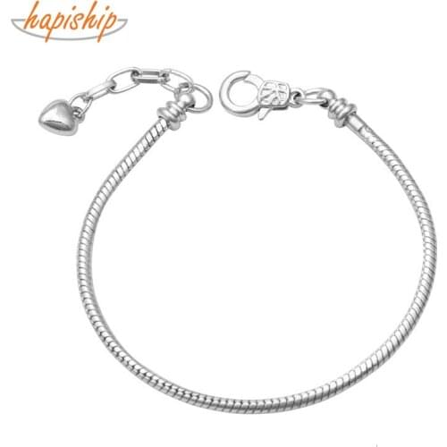 Hapiship Unique Snake Chain Charms Beads Bracelet Bangle Pulseras Lobster DIY Bracelet For Women Jewelry Gift CZ00