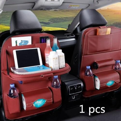 Pu Leather Pad Bag Car Seat Back Organizer Foldable Table Tray Travel Storage Bag Foldable Dining Table Car Seat Storage Bag