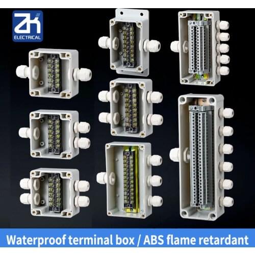 Terminal box plastic household monitoring power supply terminal outdoor waterproof threading cable distribution line sealed box