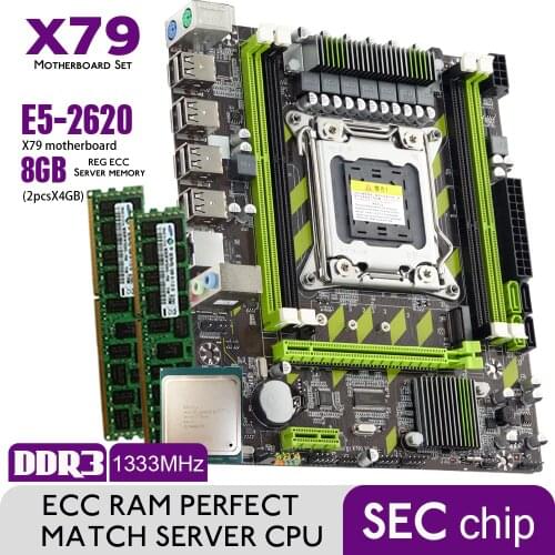 Atermiter X79G X79 Motherboard Set With LGA2011 Combos Xeon E5 2620 CPU 2pcs x 4GB = 8GB Memory DDR3 RAM 1333Mhz PC3 10600R RAM
