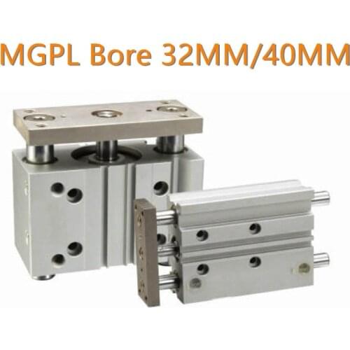 MGPL Bore 32/40mm Compressed Air Cylinder SMC Type ISO Compact Cylinder Miniature Guide Rod Double Acting