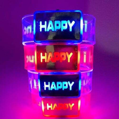 Flashing Happy Bracelet Festival Rave Watch Led Lighting Up Toys for Kids Children Electric Light Up Luminous Toy Birthday Gifts