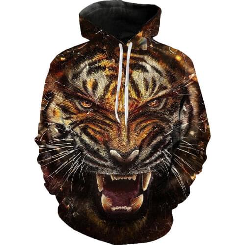 Fashion Novelty Design King of the Forest Tiger 3D Hoodies Sweatshirt Thin Coat Men Women Casual Hoody Cool Personali Streetwear
