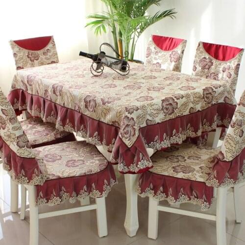 Fashion Top grade dining table cloth chair covers cushion tables and chairs bundle chair cover rustic lace cloth set tablecloth