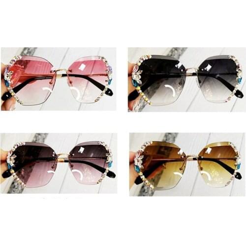 Fashionable And Elegant Anti Ultraviolet Round Face Slim Rhinestone Sunglasses Versatile
