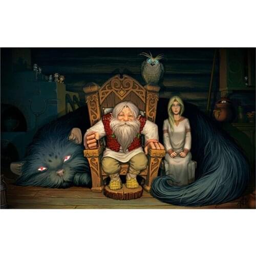 Cartoon Series 5D Diy Diamond Painting Child Interest Cross Stitch Colorful Rhinestone Needlework Wise & Big Cat Painting Mosaic