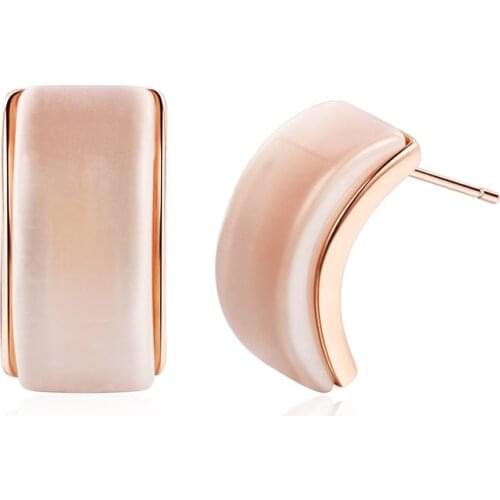 Newest Fresh Curved Opal Stone Stud Earrings For Women Romantic Rose Gold/White Earring Stud Charming French Earring Accessories