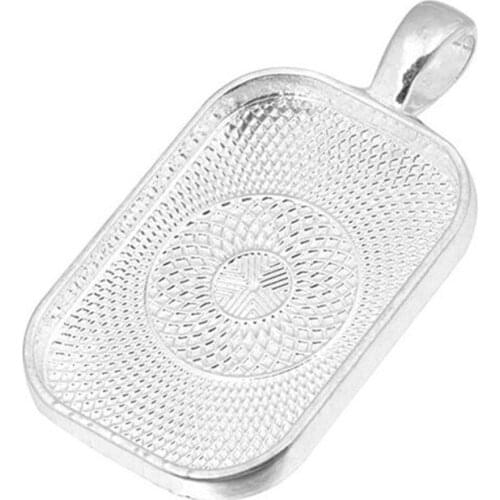 10pc Rectangle Necklace Pendant Setting Cabochon Cameo Base Tray Bezel Blank Fit 20x30mm Cabochons DIY Retro Jewelry Findings