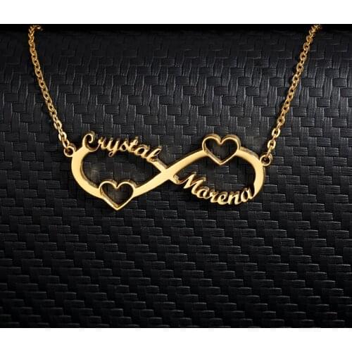 Necklace for Women Customized Stainless Steel Infinity 1-4 Name Jewelry Personalized Heart Infinity Chain Choker Pendants Gift