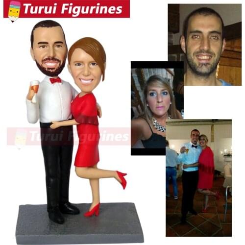 Custom sculptures from photo couple dancing anime figurines polymer clay dolls custom bobblehead dolls for wedding cake topper