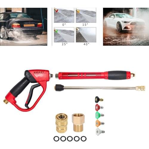5000 PSI High Pressure Washer Gun with Replacement Extension Wand, 5 Nozzle Tips and 1/4'' Quick-Connect M22 Fitting