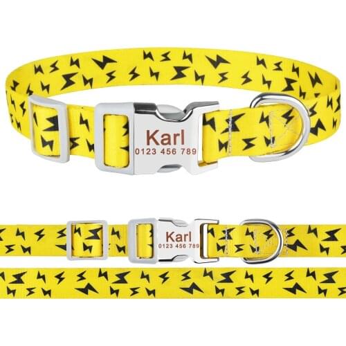 AiruiDog Adjustable Personalized Dog Collar Puppy Dogs Name ID Tag Custom Engraved S-L