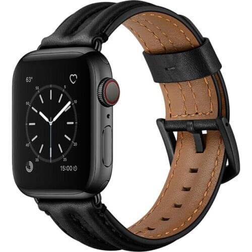 Strap For Apple watch band 44 mm 40mm iWatch band 42mm 38mm Double Genuine Leather watchband bracelet Apple watch 5 4 3 2 1