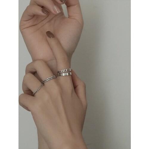 S925 Sterling Silver Rings for Women Adjustable Opening Smile Ring Retro Fashion Personality Jewelry Accessories Wholesale