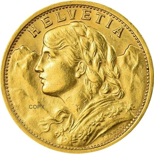Switzerland Federal State 1900 B Gold 20 Francs Copy Coin Confederation Brass Metal Replica Coins Collection Commemorative