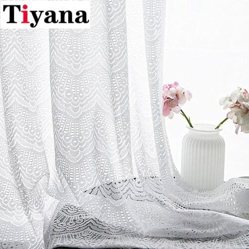 Modern Lace Solid White Sheer Curtains for Living Room Bedroom Decoration Elegant Window Voiles Tulle Drapes