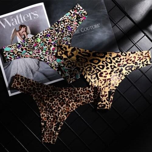 Womens Thong Sexy Leopard Panties One Piece Bikini T Pants Low Waist Seamless Briefs Fashion Comfort G-String Female Lingerie