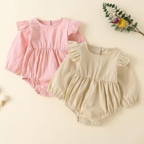 TALLOLY Spring and Autumn Baby Clothes Newborn One-Piece Clothes Explosive Baby Girl Clothes Lotus Leaf Waist Romper
