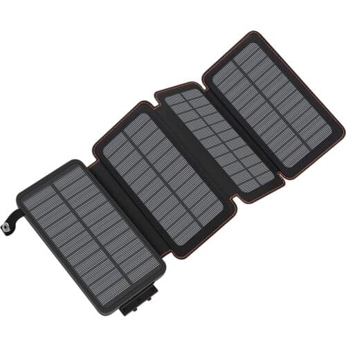 20W Solar Charger Outdoor Portable 25000mAh Power Bank Foldable 4 Solar Panels,Fast Charge External Battery Pack