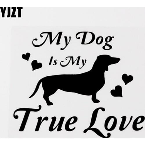 YJZT 14.5CM×12.5CM My Dog Is My True Love Fashion Vinyl Car Sticker Decal Black/Silver 8C-0582