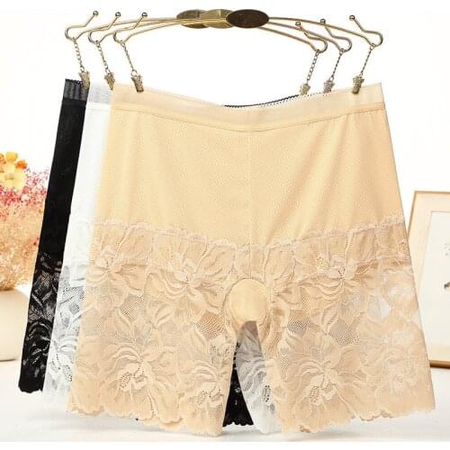 Linbaiway Lace Floral Ice Silk Safety Shorts Pants for Women Seamless Panties Female Underwear Boxer Summer Under Skirt Pants