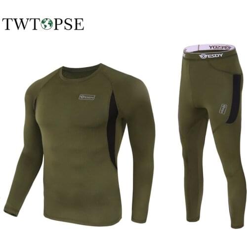 TWTOPSE Winter Skateboarding Skiing Underwear Set Warm Fleece Sports Compression Tracksuit Men Women Cycling Bike Hiking Fishing