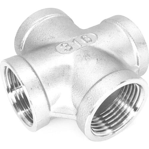 1/4" 3/8" 1/2" 3/4" 1" 1-1/4" 1-1/2" BSP Female Thread 316 Stainless Steel 4 Way Cross Coupling Pipe Fitting Connector