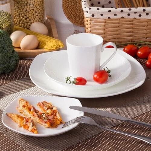 2021 New Jingdezhen Chinese Ceramic Pure White Bone China Steak Plate Cutlery Set