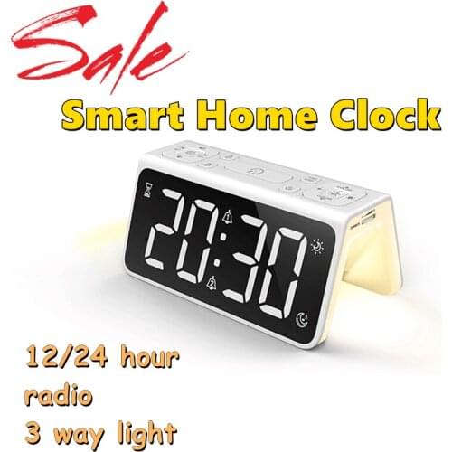 2021 Smart Home Control Sensor Variable Color Light Conversion Wake-up Light LED Night Light Alarm Smart Switch Clock With Radio