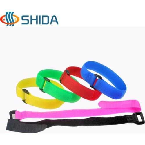 25pcs 2.5cm Width 20 - 65 cm Length Nylon Cable Ties Fastener Tape Hook and Loop Strap with Plastic Buckle for Wire Management