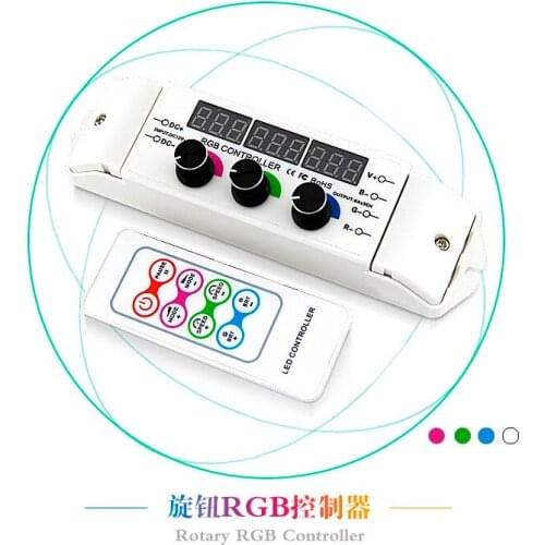 DC 12V 24V 3 channels rotary knob light display RF remote control RGB led strip controller
