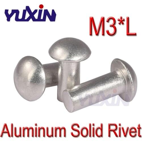 500Pcs/200Pcs M3*L GB867 Aluminum Solid Half Round Head Rivet Alloy Self-plugging Pan Head Solid Rivets
