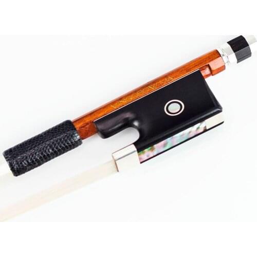 870V 4/4 Size Master strong Pernambuco VIOLIN BOW Ebony Frog with 100% Silver Natural White Horsehair Violin Parts Accessories