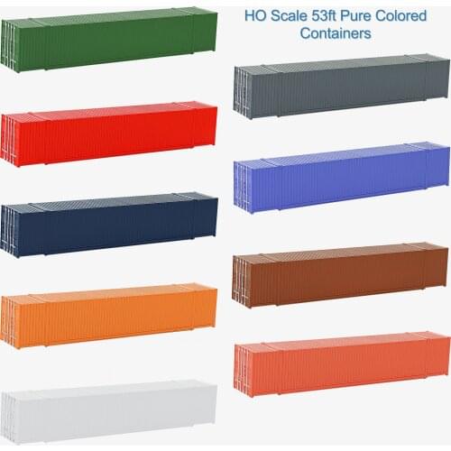 9pcs HO Scale 1:87 53ft Blank Shipping Container Model Trains 53' Cargo Box No Print Pure Color C8753
