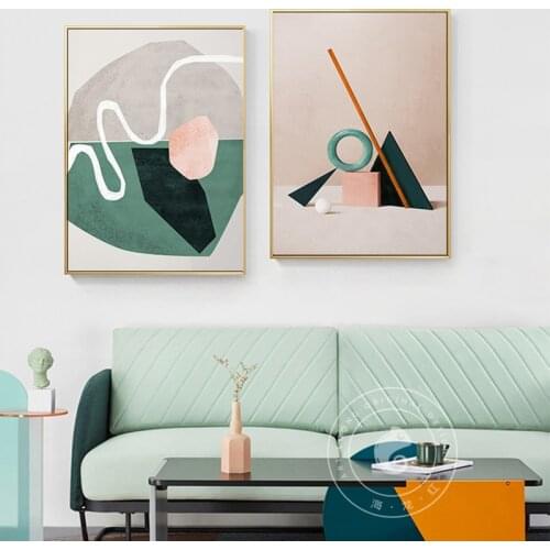 Abstract Minimalist Green Canvas Painting Posters Prints Define Geometry Wall Art Pictures For Living Room Bedroom Aisle Studio