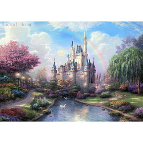 Diamond Embroidery Diy Diamond Painting Cross Stitch Kits Diamond Mosaic Rainbow Castle Full Square Diamond Embroidery CS028